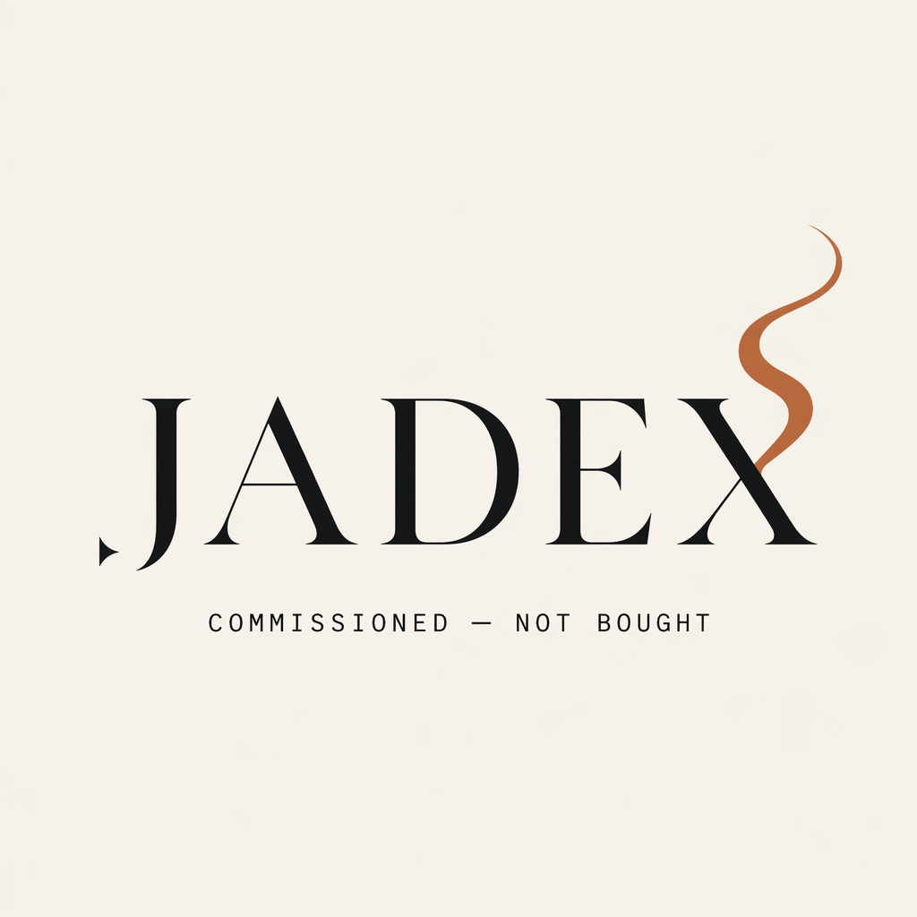 JADEX — wordmark with copper smoke flourish